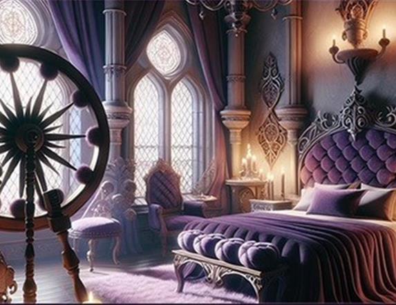 Picture of Sleeping Beauty's bedroom.