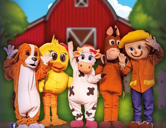 Image is of characters in Old McDonalds farm stage show