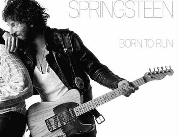 Image is of the front cover of vinyl record Born To Run by Bruce Springsteen