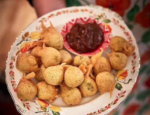 Image is of a plate of canapes