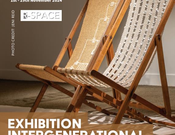 Image is of 2 deckchairs at the Intergenerational Connections Exhibition at R-Space Gallery Lisburn