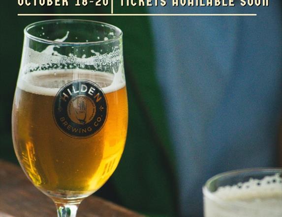 Image shows a glass of Hilden beer with text showing dates 18-20 October and Tickets available soon