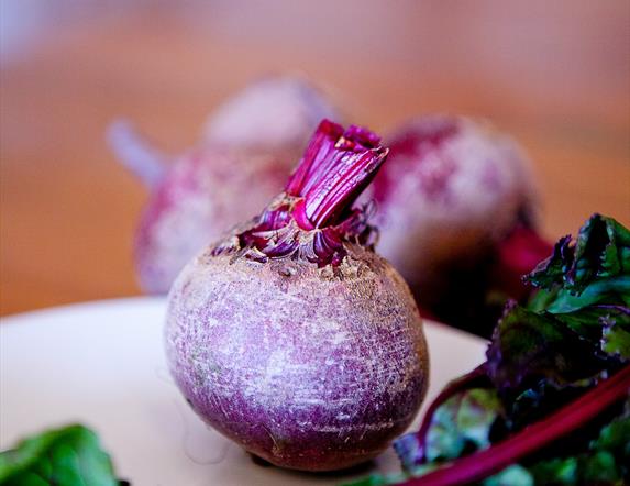 Picture of a purple turnip on a plate