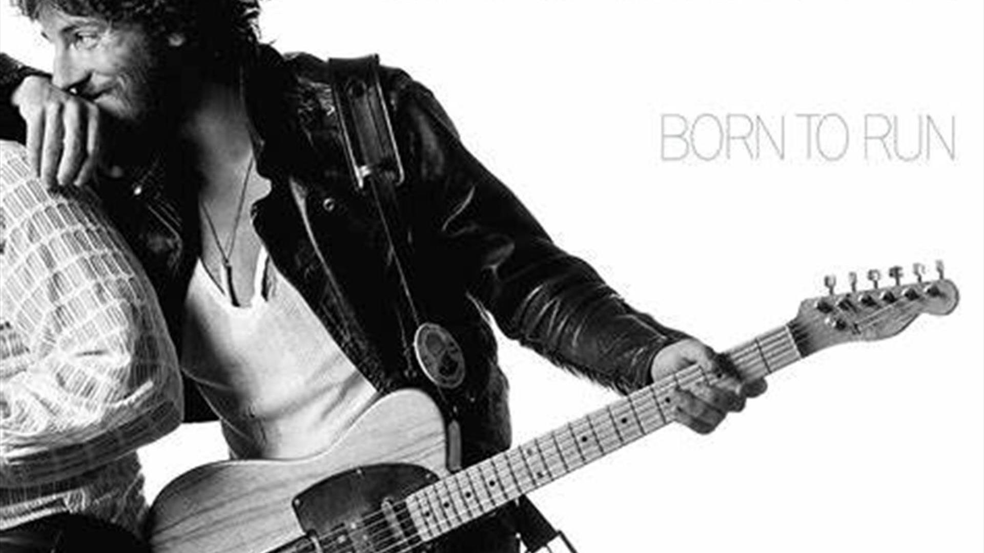 Image is of the front cover of vinyl record Born To Run by Bruce Springsteen