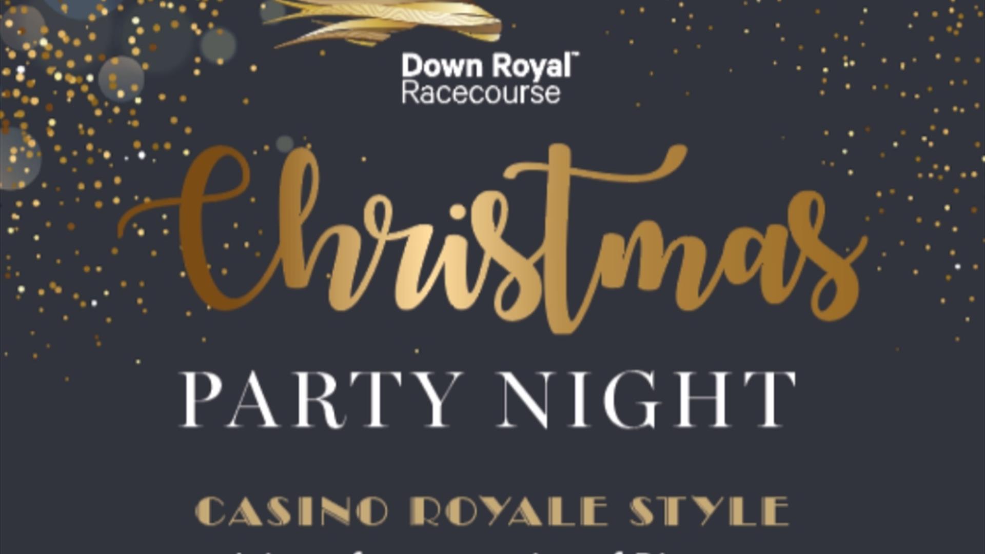 Image is of poster advertising Christmas Party night at Down Royal Racecourse