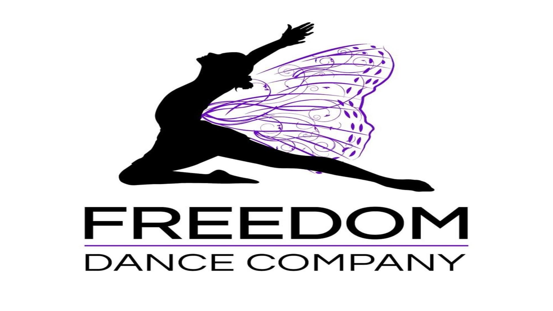 Poster for Freedom Dance Company with a dancer who has buttlerfly wings