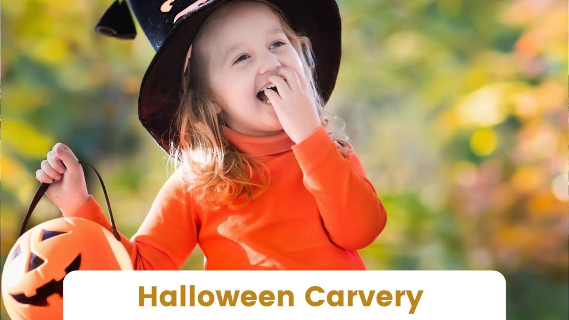 Halloween Carvery La Mon Hotel with child dressed in Halloween Costume