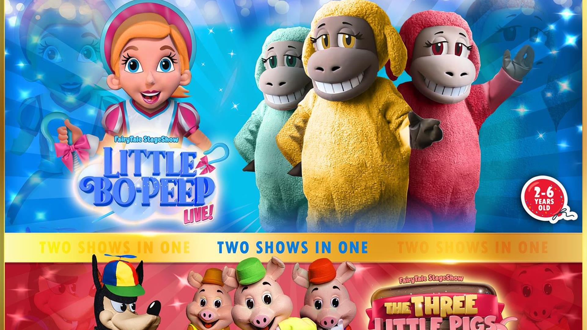 Images are of different characters from the stage show Little Bo Peep