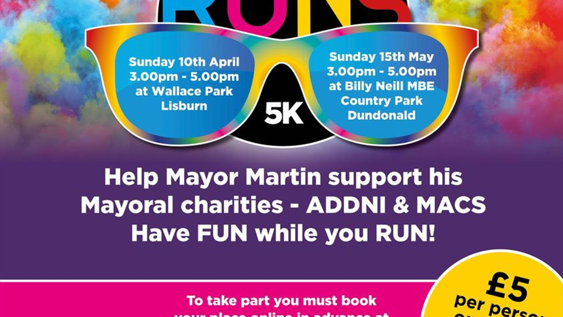 Image is poster advertising the Mayor's Colour Run