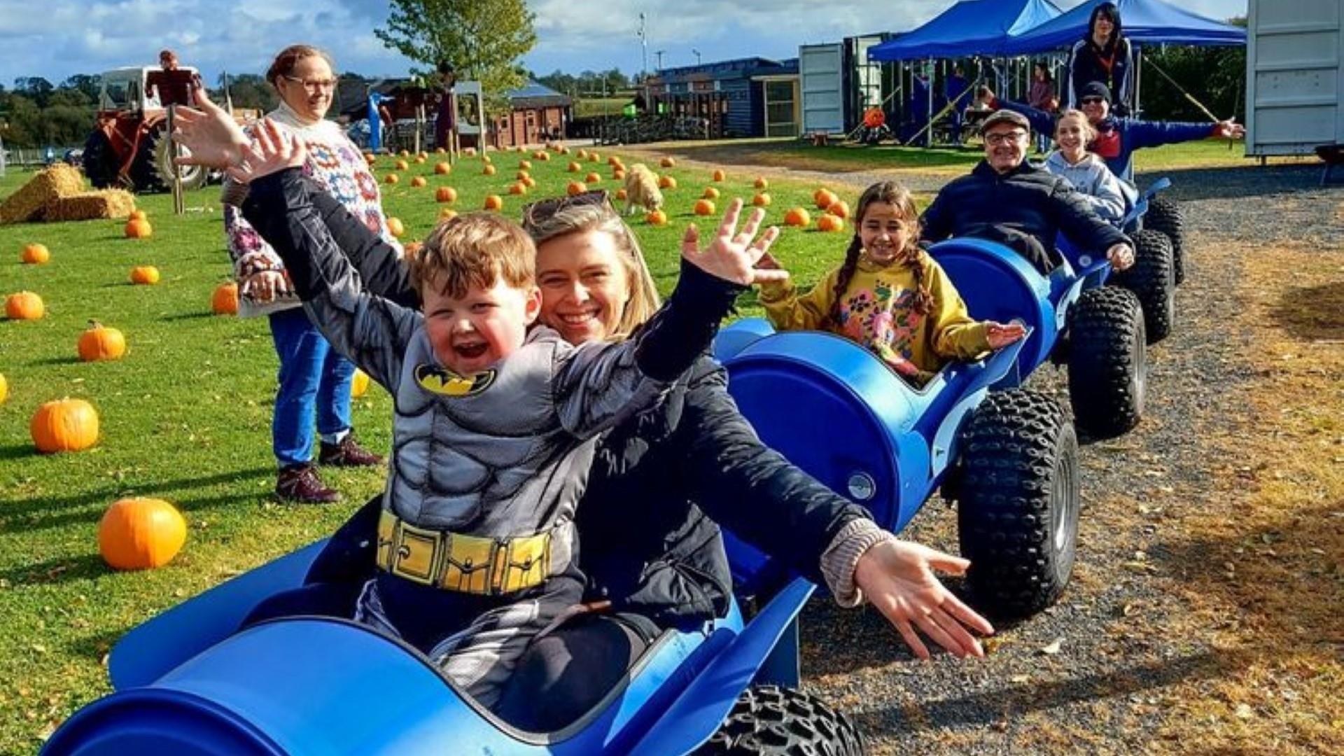 Image is of family at the Pumpkin Patch at Moira Lakes