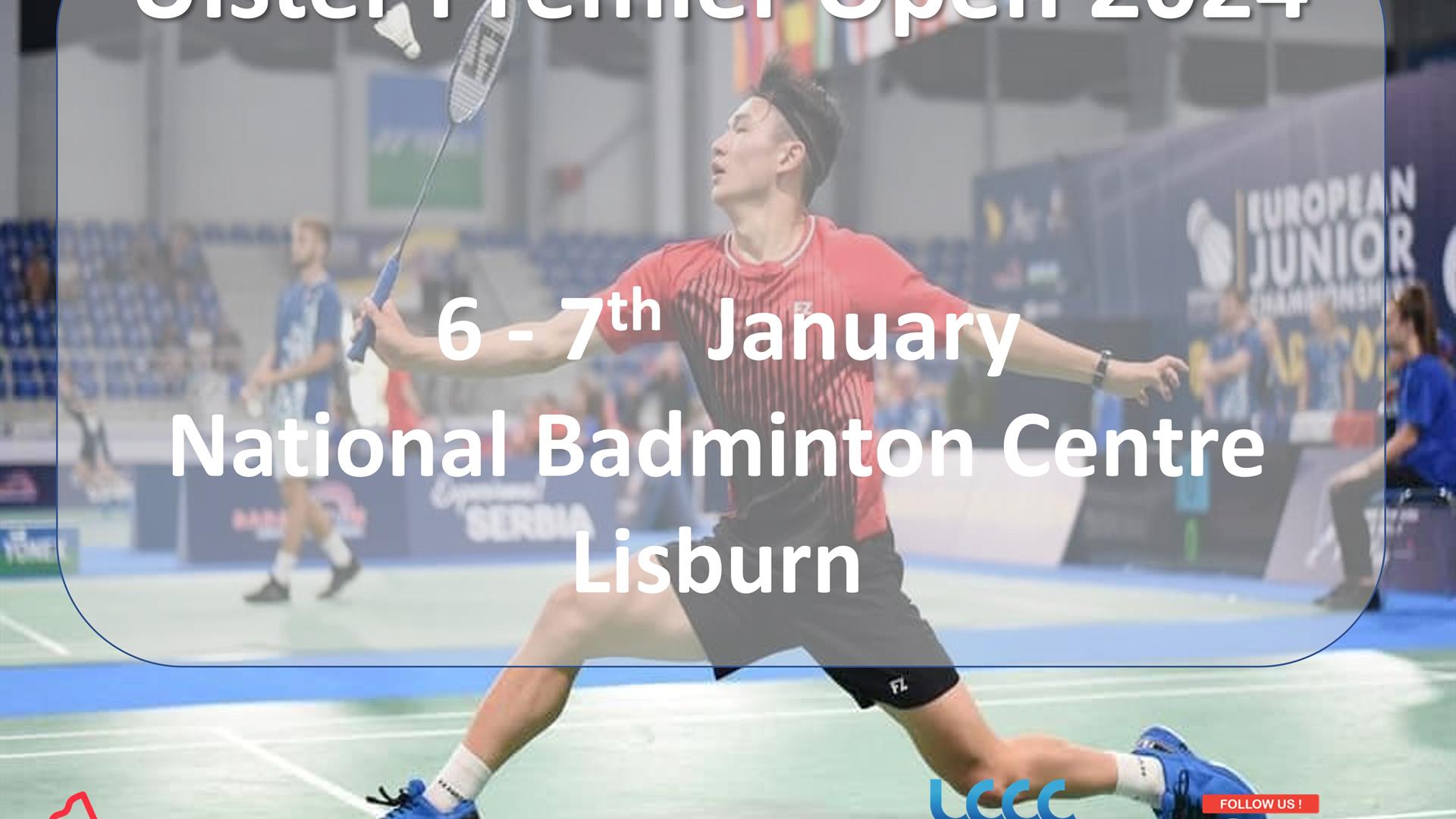 An image of a person player badminton on an advertising leaflet.