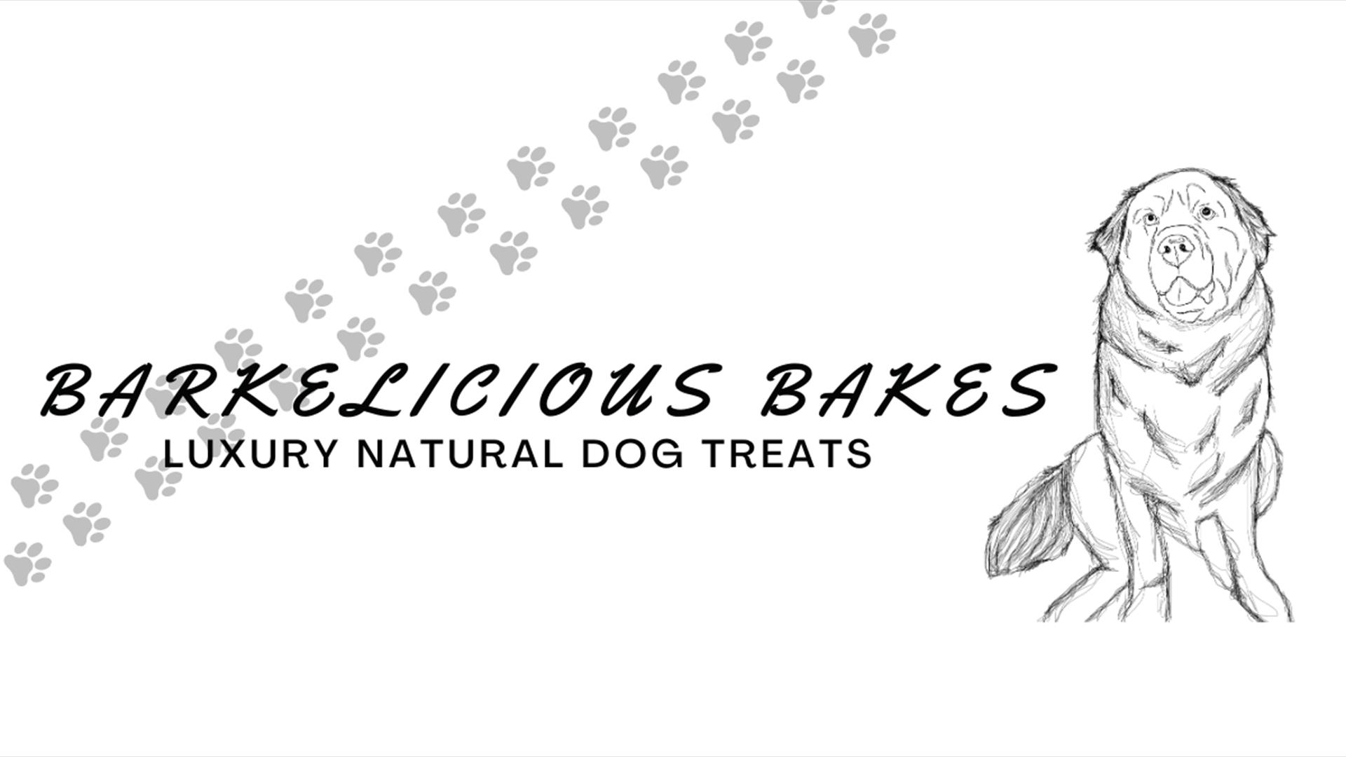 Barkelicious Bakes Cover Image with drawing of dog and paw prints