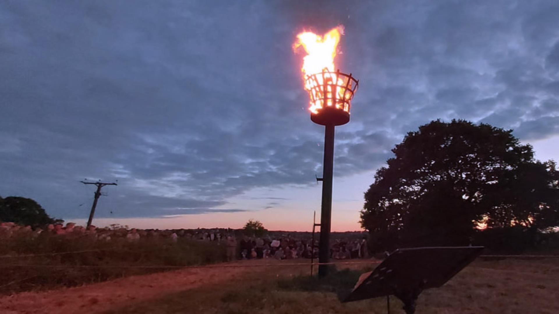 Image shows burning flame from beacon.