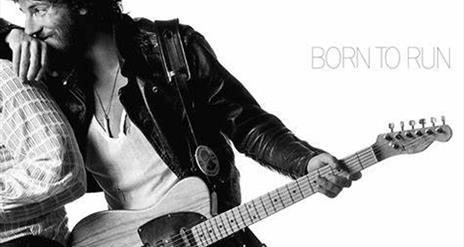 Image is of the front cover of vinyl record Born To Run by Bruce Springsteen