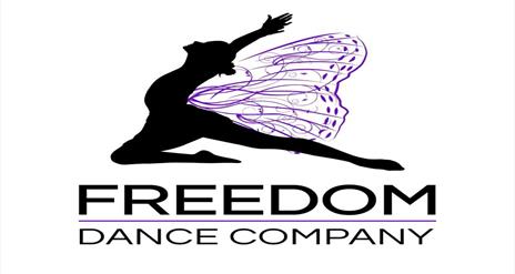 Poster for Freedom Dance Company with a dancer who has buttlerfly wings