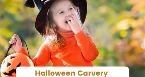 Halloween Carvery La Mon Hotel with child dressed in Halloween Costume