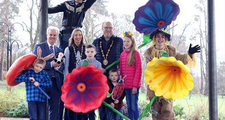 Mayor of Lisburn with his family and characters dressed up