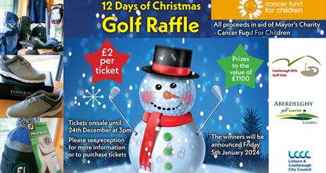 Poster for 12 days of Christmas Golf Raffle