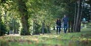 A couple walking in Wallace Park